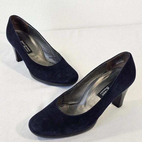 Paul Green Munchen Pump Heels Shoes 3" Leather Blue Velvet Women's Size 41 - Picture 1 of 15